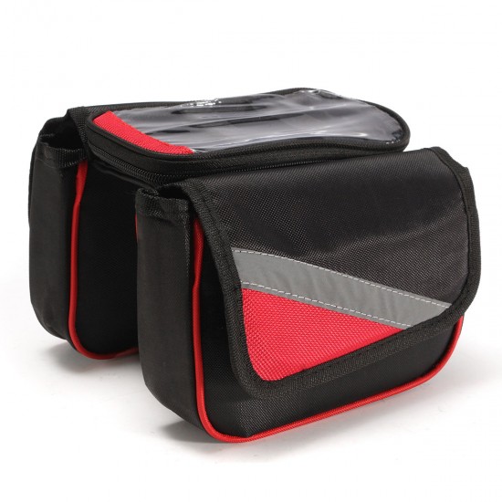 Bicycle Front Frame Tube Touch Screen Saddle Bag Pouch Holder For Under 5.7 Inch Mobile Phone