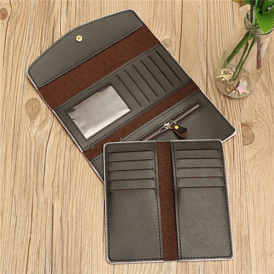 16 Card Slot Three-folded External Card Bag PU Leather Phone Wallet For Phone Under 5.5-inch