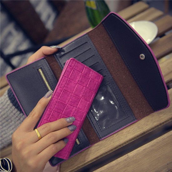 16 Card Slot Three-folded External Card Bag PU Leather Phone Wallet For Phone Under 5.5-inch