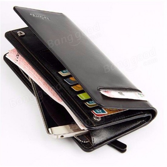 Baellerry Men Multi-function PU Leather Wallet Case Phone Bag Bifold Card Holder Handbag