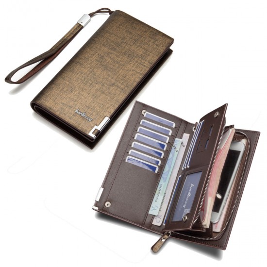 Baellerry Men PU Leather Clutches Bag Handbag Card Holder Wallet  Business Long Wallet for iPhone Sa