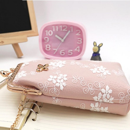 Elegant Lace Bowknot Messenger Bag Clasp Purse Phone Wallet For Phone Under 5.5 Inches