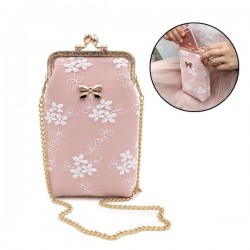 Elegant Lace Bowknot Messenger Bag Clasp Purse Phone Wallet For Phone Under 5.5 Inches