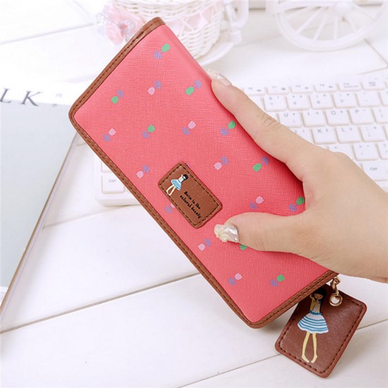 Fashion Sweet Girl Leather Women Long Wallet Phone Case Card Holder for iPhone X Samsung S8 Xiaomi 6