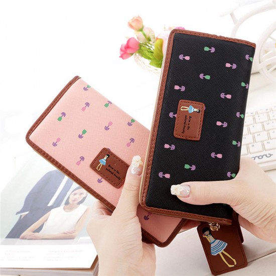 Fashion Sweet Girl Leather Women Long Wallet Phone Case Card Holder for iPhone X Samsung S8 Xiaomi 6