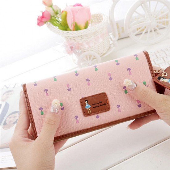 Fashion Sweet Girl Leather Women Long Wallet Phone Case Card Holder for iPhone X Samsung S8 Xiaomi 6