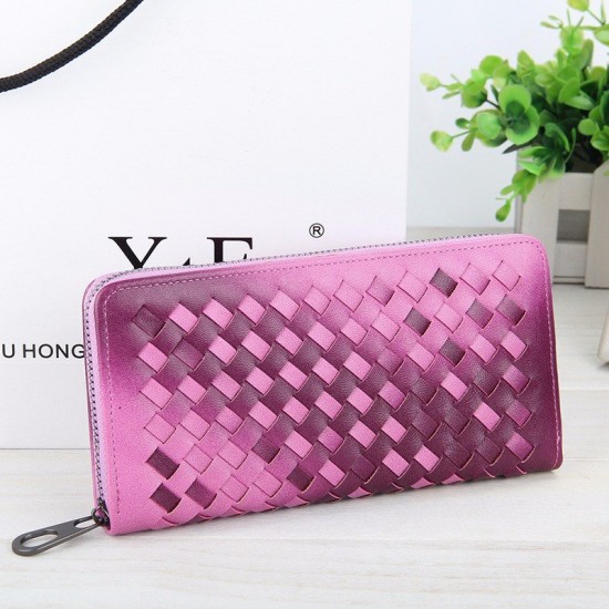 5.5 Inch Women's PU Woven Texture Long Wallet Phone Bag Handbag For iPhone 7/7 PLus Samsung S7 Edge