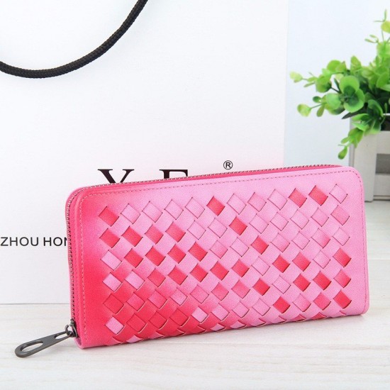 5.5 Inch Women's PU Woven Texture Long Wallet Phone Bag Handbag For iPhone 7/7 PLus Samsung S7 Edge