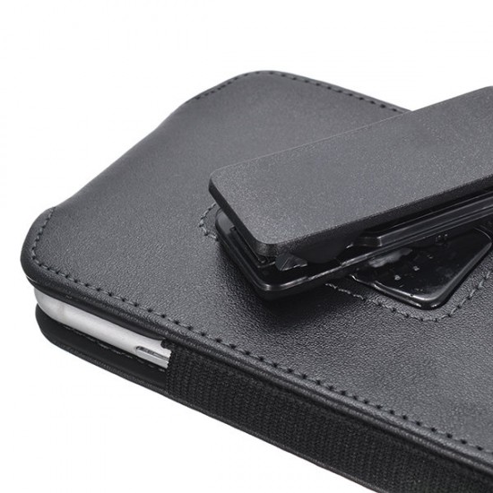 Black Universal PU Leather Magnetic Wallet  Waist Bag With Rotatable Clip For Phone Under 5.5 Inch