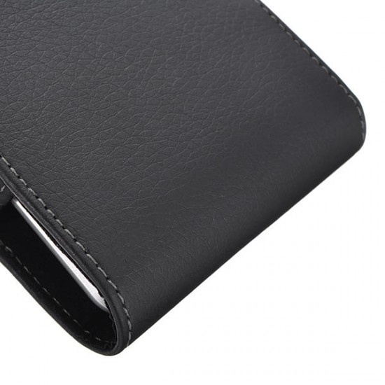 Black Universal PU Leather Magnetic Wallet Waist Bag With Clip For Phone From 5.7 to 6.3 Inch