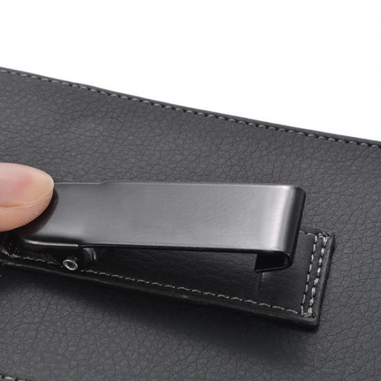 Black Universal PU Leather Magnetic Wallet Waist Bag With Clip For Phone From 5.7 to 6.3 Inch