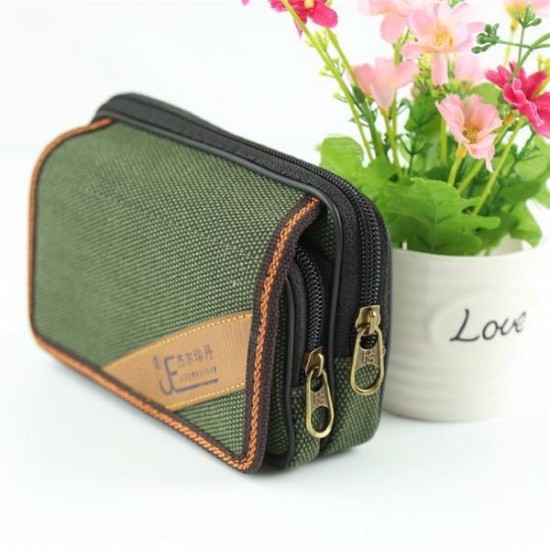 Jieerruidan Waist Bag Sports Running Bag Canvas Double Zipper Phone Bag for Phone under 6 inch