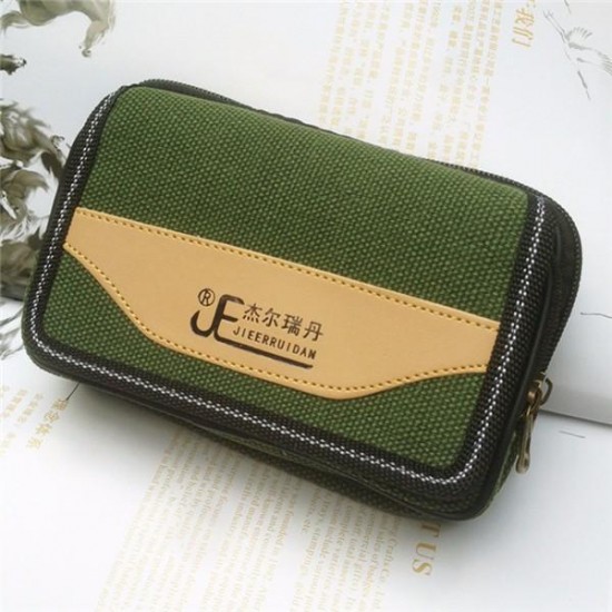 Jieerruidan Waist Bag Sports Running Bag Canvas Double Zipper Phone Bag for Phone under 6 inch