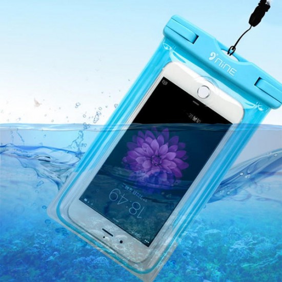 NINE Waterproof Fingerprint Touch Screen Fluorescence Phone Bag Case for Phone under 5.5 Inch