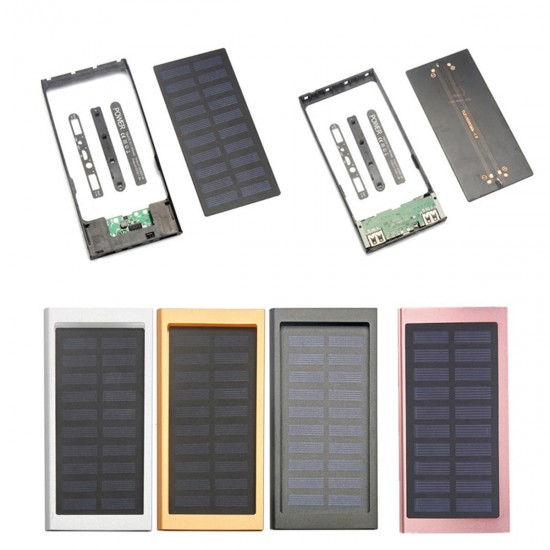 10000mAh Portable Solar Power Bank Dual USB Fast Charger DIY Case For Mobile Phone