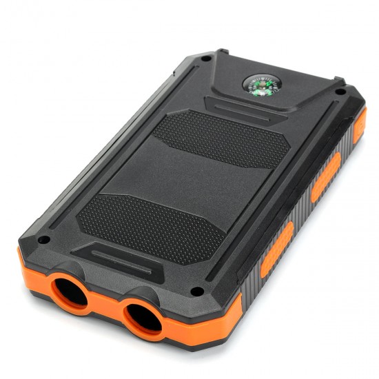 20000mAh DIY Power Bank Portable Solar Charger Case Compass Flashlight Dual USB Port for Cellphone
