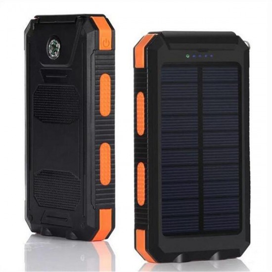 Bakeey 20000mAh Dual USB DIY Solar Power Bank Case Kit with LED Light Compass