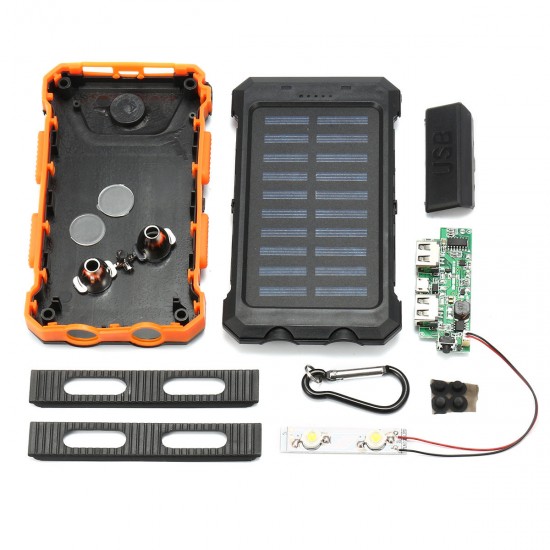 Bakeey 20000mAh Dual USB DIY Solar Power Bank Case Kit with LED Light Compass