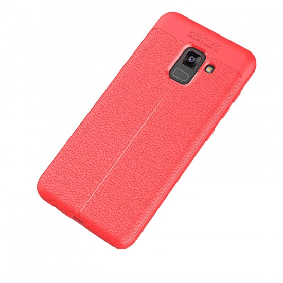 Bakeey Anti Fingerprint Soft TPU Litchi Leather Case for Samsung Galaxy A8 2018