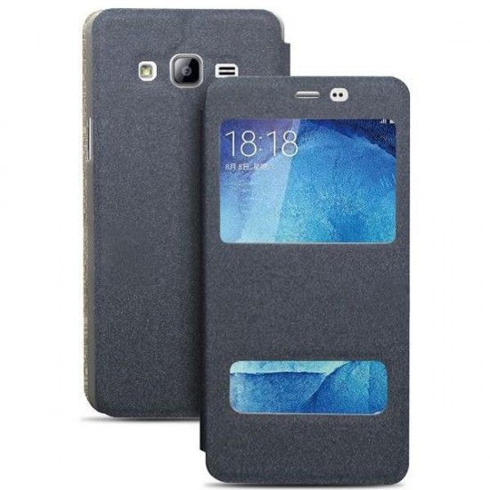 Flip Dual View Window PU Leather Stand Case for Samsung Galaxy ON7