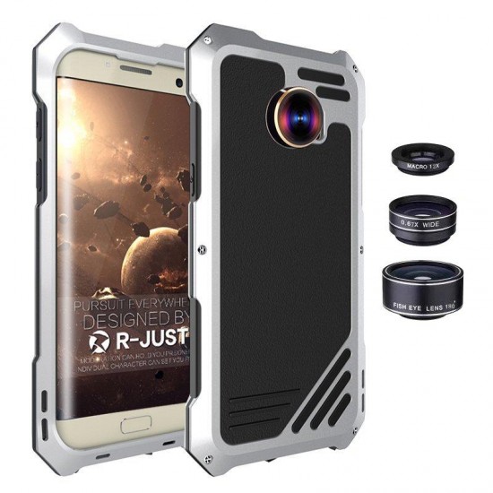 180° Fisheye Lens+12X Macro Lens+Wide Angle Lens+Aluminum Case For Samsung Galaxy S7 Edge