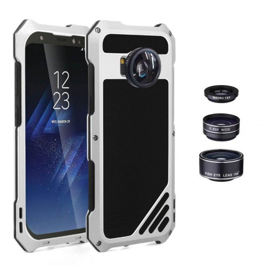 198° Fisheye Lens+15X Macro Lens+Wide Angle Lens+Aluminum Case For Samsung Galaxy S8/S8 Plus