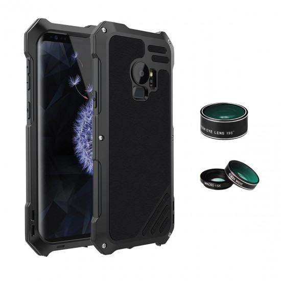 198° Fisheye Lens+15X Macro Lens+Wide Angle Lens+Aluminum Protective Case For Samsung Galaxy S9 Plus