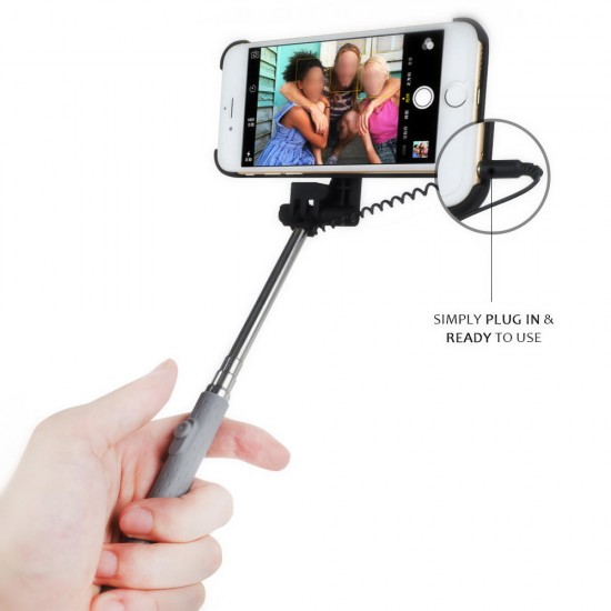 2 In 1 Extendable Monopod Wired Remote Selfie Stick Case For iPhone 6 6S