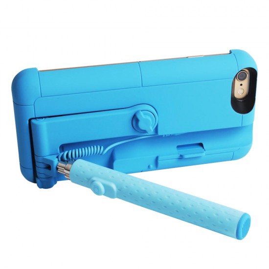 2 In 1 Extendable Monopod Wired Remote Selfie Stick Case For iPhone 6 6S