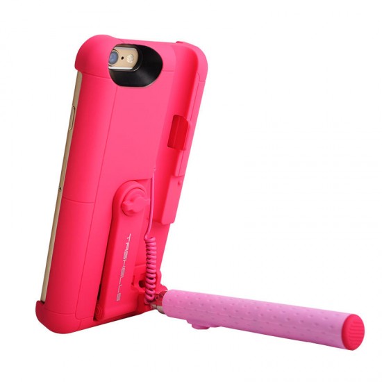 2 In 1 Extendable Monopod Wired Remote Selfie Stick Case For iPhone 6 6S