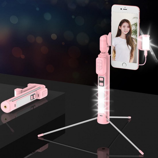 Bakeey 4 in 1 Tripod Selfie Stick Extendable Monopod with Bluetooth Remote Beauty Fill Light