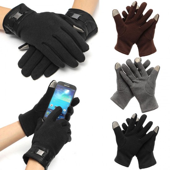 Mens Gloves Full Finger Smartphone Touch Screen Cashmere Gloves Mittens Winter