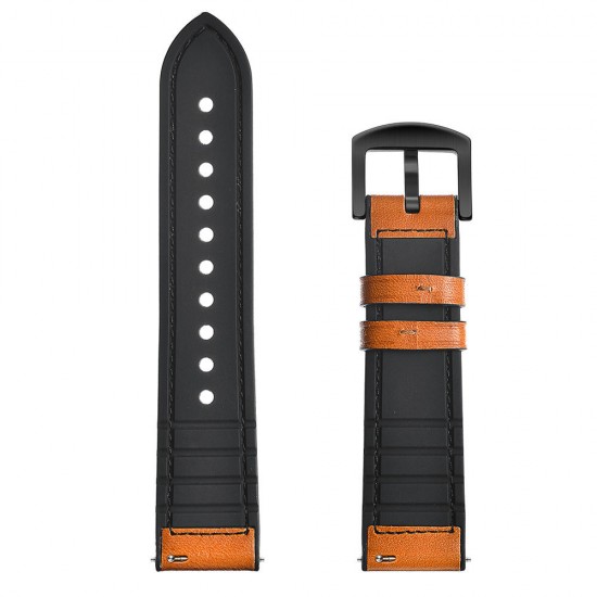 22mm Silica gel Inside External Leather Watch Band Watch Strap for Xiaomi Amazfit 2