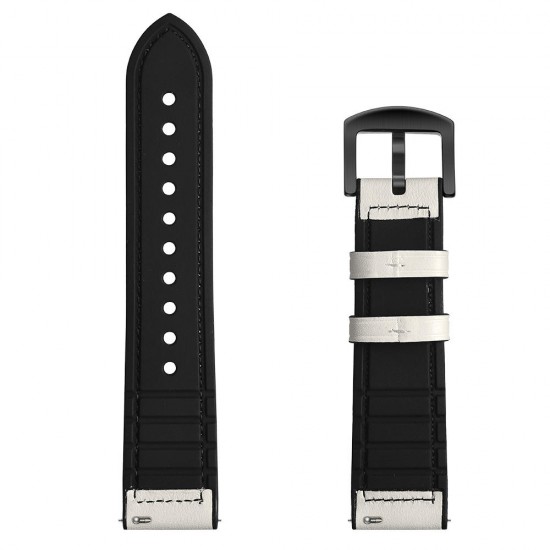 22mm Silica gel Inside External Leather Watch Band Watch Strap for Xiaomi Amazfit 2