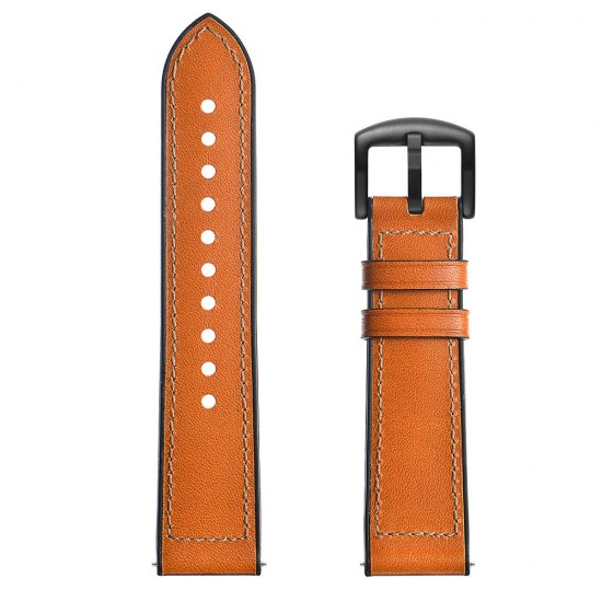 22mm Silica gel Inside External Leather Watch Band Watch Strap for Xiaomi Amazfit 2