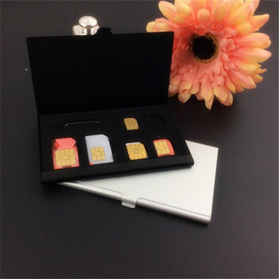 Aluminum Alloy Retrieve Card Pin Standard Micro Nano SIM Card Storage Box