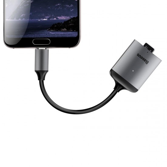 Baseus 2 in 1 Metal Type-c TF Flash Memory Card Camera Card Reader Adapter HUB for Xiaomi Mobile Phone Tablet