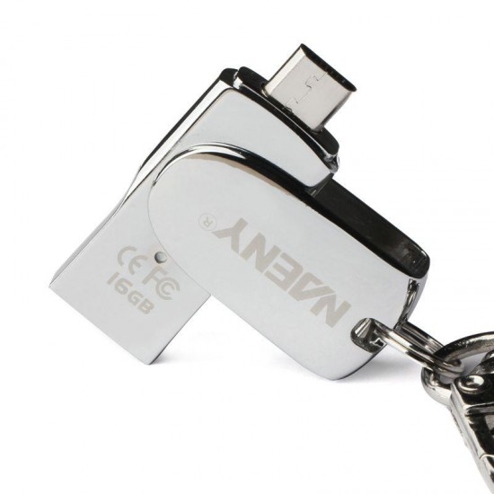 NAENY 16GB 360° Swivel Double Plugs USB2.0 To Micro USB OTG U Disk For Android Phone With OTG