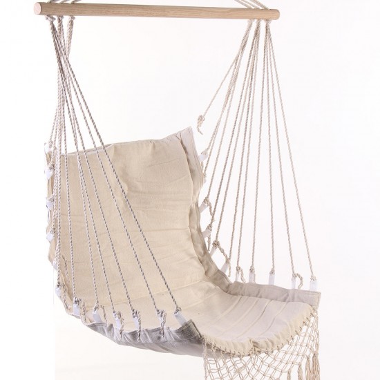 100x55cm Deluxe Hanging Hammock Swing Garden Outdoor Hanging Chair with Wooden Stretcher