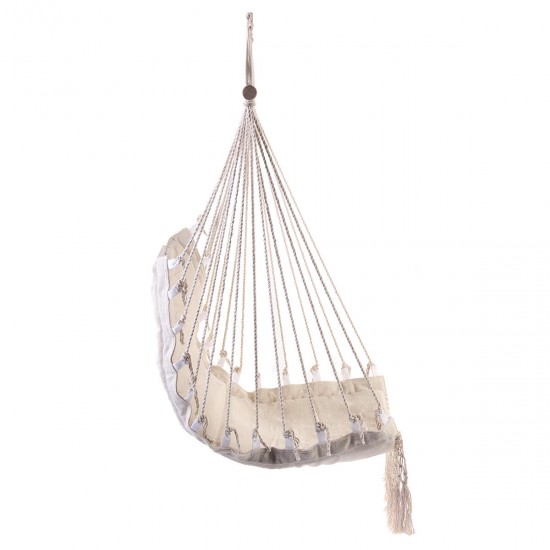 100x55cm Deluxe Hanging Hammock Swing Garden Outdoor Hanging Chair with Wooden Stretcher