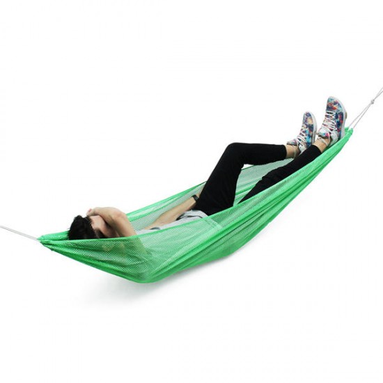 190*130cm 1-2 Person  Ice Silk Outdoor Hammock Nylon Rope Net Hanging Sleeping Double Bed