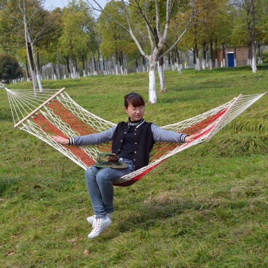 190x80cm Outdoor Camping Hammock Cotton Rope Swing Hanging Bed Garden Patio Max Load 100kg