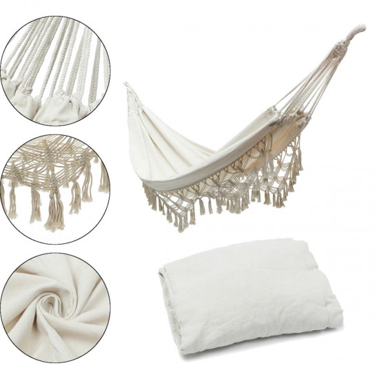 240x150CM Large Double Cotton Hammock Fringe Swing Beach Yard Hanging Chair Bed 240x150CM Large Double Cotton Hammock Fringe Swing Beach Yard Hanging Chair Bed