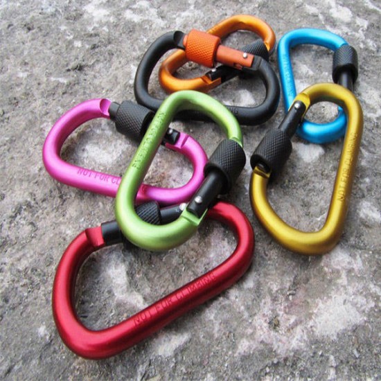 1 PCS 8CM Locking D Shape Buckle Quickdraw Extender Aluminum Keychain Metal Buckle Hanging Nut