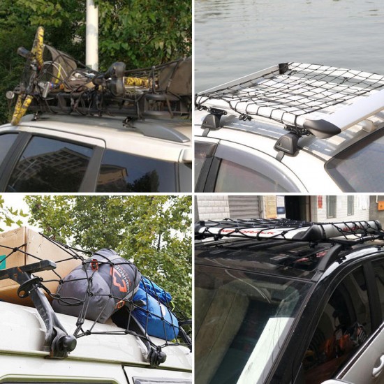 120*180cm Car Rear Trunk Storage Net Roof Cargo Organizer Elastic Mesh Net Luggage With 12 Hooks