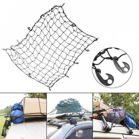 120*180cm Car Rear Trunk Storage Net Roof Cargo Organizer Elastic Mesh Net Luggage With 12 Hooks