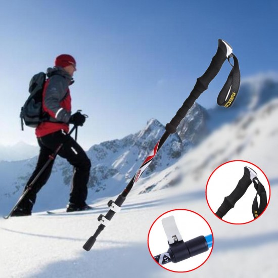 135cm Outdoor Mountaineering Walking Stick Folding Trekking Pole Climbing Crutch Alpenstock Camping Hiking