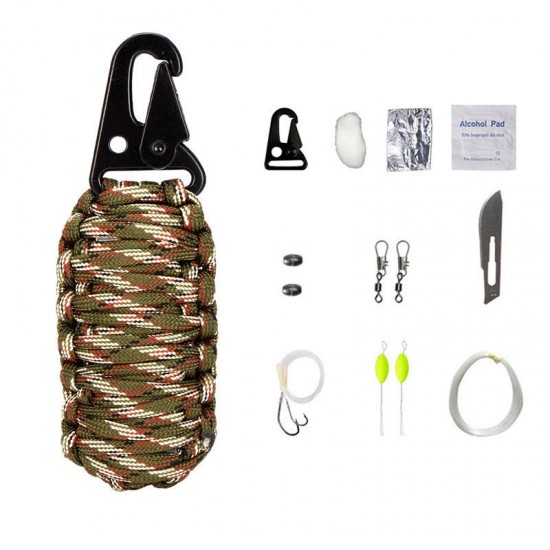 16Pcs Outdoor Paracord Kit Survival Rope Set Fishing Tools Camping Carabiner Emergency Gear 16Pcs Outdoor Paracord Kit Survival Rope Set Fishing Tools Camping Carabiner Emergency Gear