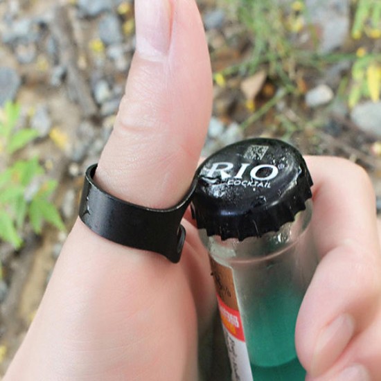 AOTU 24mm Outdoor EDC Mini Finger Ring Beer Opener Stainless Steel Bottle Can Opener Ring Tool Kit