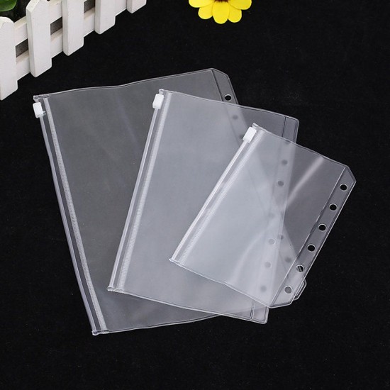 A5 A6 A7 PVC Transparent File Small Things Keeper Storage Bag for 6 Holes Spiral Binder Notebook